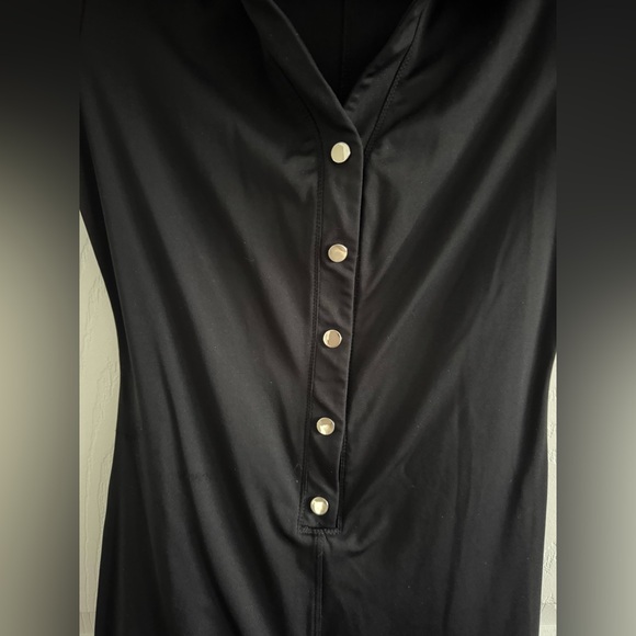 POLO BODYCON ROMPER BLACK SIZE SMALL SHORTS AND SHORT SLEEVE WITH BUTTONS - Picture 6 of 10